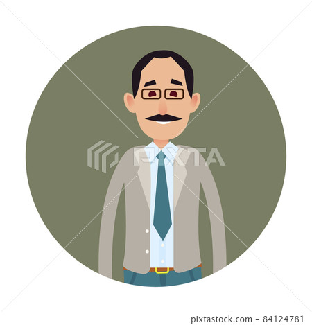 Joyed Businessman or Clerk Flat Vector Icon 84124781