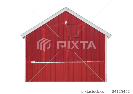 Exterior of aged scandinavian red wooden house 84125462