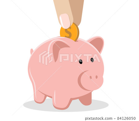 Piggy bank with coin vector illustration. Saving, investing and accumulation money. Pig in a flat style. Piggy bank with coin vector illustration. Saving, investing and accumulation money. Pig in a flat style. 84126050