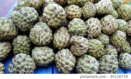 close up custard apple fruit to sell in fresh market. Annona reticulata 84126739