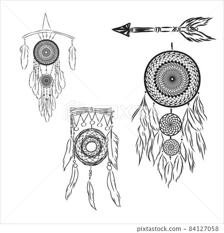 Dream Catcher - Black and White Isolated Icon - Vector