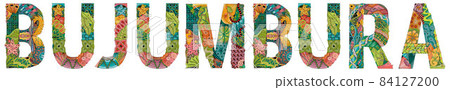 Bujumbura is the largest city and main port of Burundi. Vector decorative zentangle object for decoration 84127200