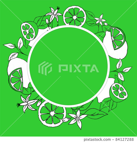 pattern of lime and lime flowers on green... - Stock Illustration ...