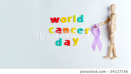World Cancer Day is February 4th to support people living and diseases. White background copy space World Cancer Day is February 4th to support people living and diseases. White background copy space 84127336