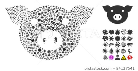 Composition Pig Head Icon of Infectious Pathogens 84127541