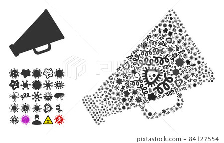 Collage Megaphone Icon of Flu Viruses 84127554