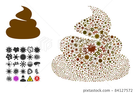 Collage Shit Icon of Infection Microbes 84127572