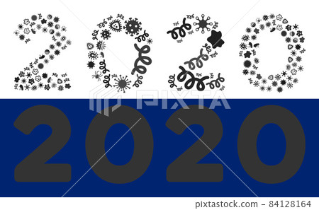 Mosaic 2020 Year Text Icon of Infectious Microbes 84128164