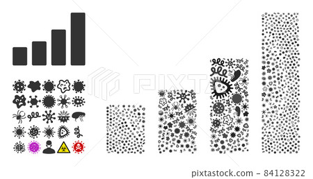 Mosaic Bar Chart Icon of Flu Microbes 84128322