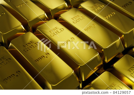 Gold ingots 3d render Gold ingots 3d render 84129057