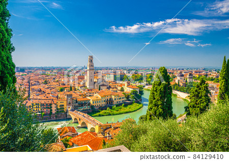 Aerial view of Verona historical city centre 84129410