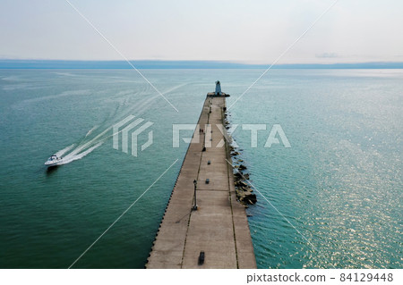 Aerial of Port Maitland Lighthouse in Ontario, Canada Aerial of Port Maitland Lighthouse in Ontario, Canada 84129448