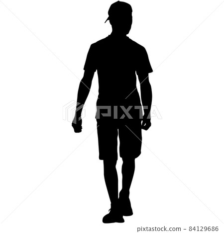 Silhouette of a walking man on a white background - Stock Illustration ...