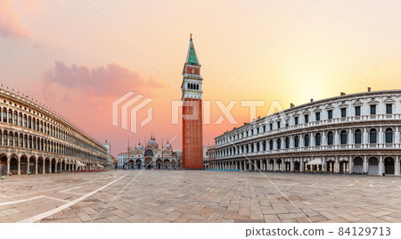 Square Piazza San Marco sunset panorama, Venice, Italy 84129713