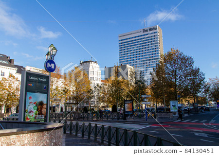 Belgium, View of Brussels from the Avenue Louise roundabout. The Hotel. 84130451