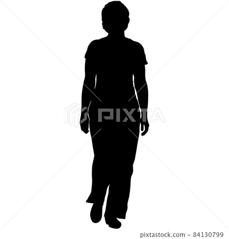 Silhouette of a walking women on a white background Silhouette of a walking women on a white background 84130799