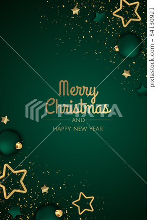 Merry Christmas Party invitation. Happy New Year card Decoration. Winter background. Seasonal holidays. 84130921