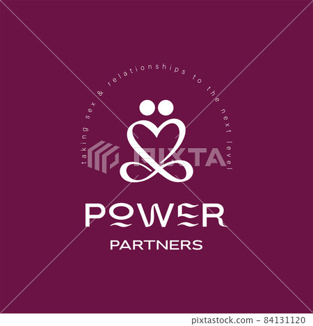 Love relationship and sex logo concept of couple sitting in yoga pose Love relationship and sex logo concept of couple sitting in yoga pose 84131120