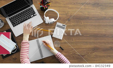 close up hand taking notes. High quality beautiful photo concept close up hand taking notes. High quality beautiful photo concept 84132349