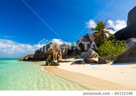 Anse Source D'Argent - the most beautiful beach of Seychelles. La Digue Island, Seychelles Anse Source D'Argent - the most beautiful beach of Seychelles. La Digue Island, Seychelles 84132596