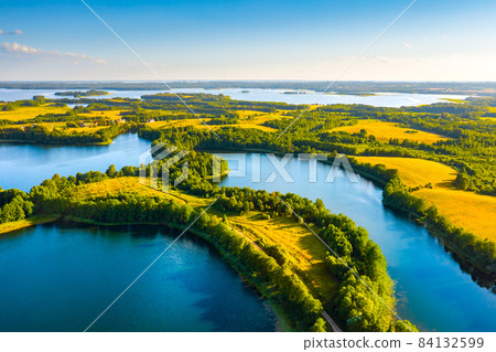 Aerial view of lakes in Narachanski National Park, Belarus Aerial view of lakes in Narachanski National Park, Belarus 84132599