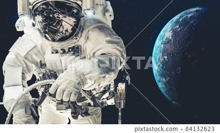 Astronaut spaceman do spacewalk while working for spaceflight mission Astronaut spaceman do spacewalk while working for spaceflight mission 84132623