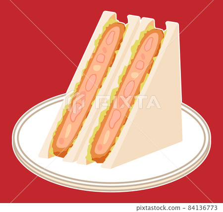蝦排三明治分成兩個三角形（帶白邊） 84136773