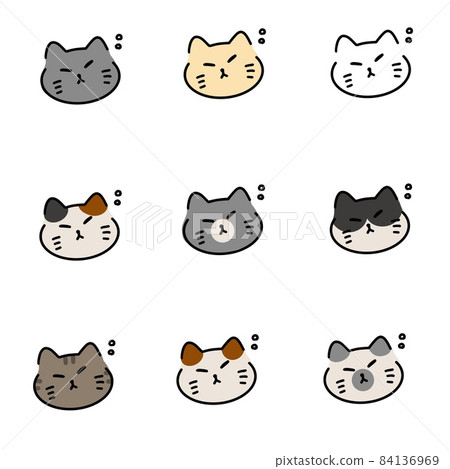 Various kinds of cats with sleepy faces 84136969