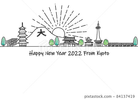 京都2022年新年賀卡模板的觀光景點城市景觀 84137419