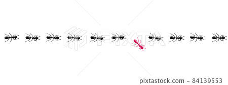 Ants trail with a changer. Think different and be unique concept. Vector illustration 84139553
