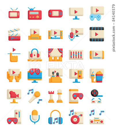 set of entertainment flat icon set of entertainment flat icon 84140379