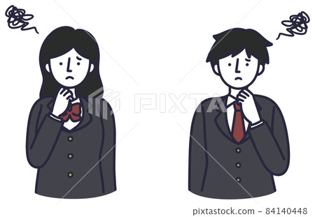 擔心的消極學生男女簡單插圖集 84140448