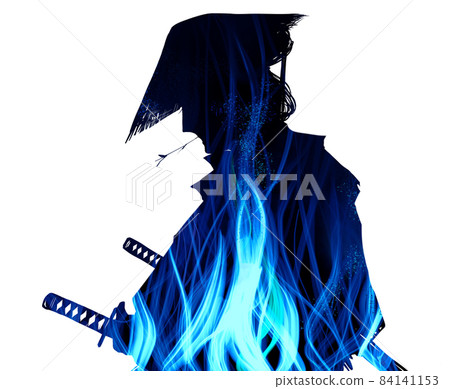 歌舞伎演員扮演江戶武士，頭戴燃燒的心焰，頭戴針織帽 84141153