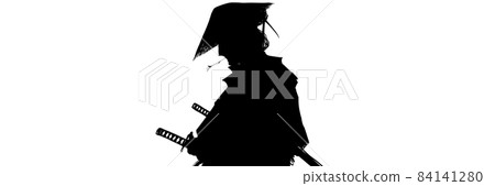 歌舞伎演員扮演江戶武士,頭戴針織帽,嘴裡含著一根樹枝,然後流走。 歌舞伎演員扮演江戶武士,頭戴針織帽,嘴裡含著一根樹枝,然後流走。 84141280