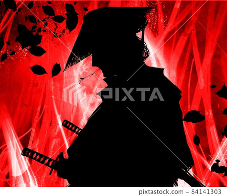 燃燒的心的火焰和帶著帽子的歌舞伎演員懷疑地閃耀的滿月背景 燃燒的心的火焰和帶著帽子的歌舞伎演員懷疑地閃耀的滿月背景 84141303