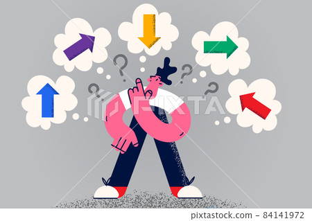 Confused man feel unsure make decision Confused man feel unsure make decision 84141972