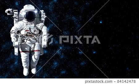 Astronaut spaceman do spacewalk while working for spaceflight mission 84142478
