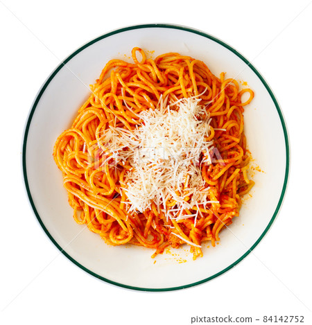 Italian bolonesa, bolognese noodles with tomato sauce and cheese 84142752