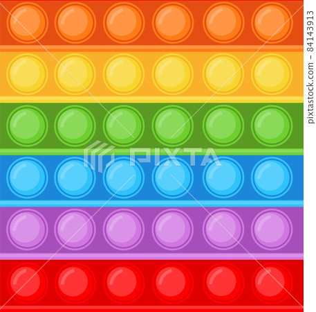 Fidget toy background. Colorful rainbow antistress toy for children with popping bubbles, trendy silicon push and pull game. Vector seamless pattern, decor textile, wrapping paper or print 84143913