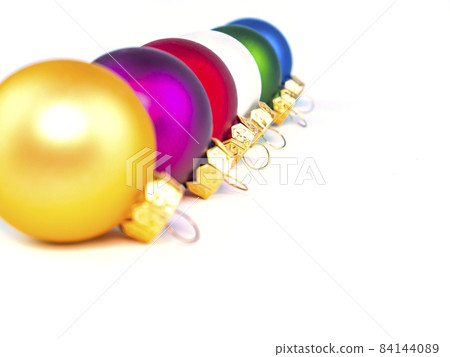 Christmas toys on a white background with place for text. 84144089