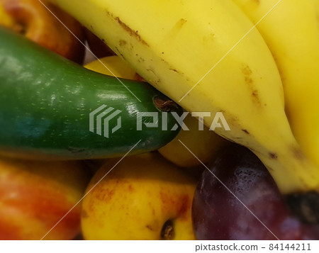still life of nectanine plums of bananas avocado 84144211