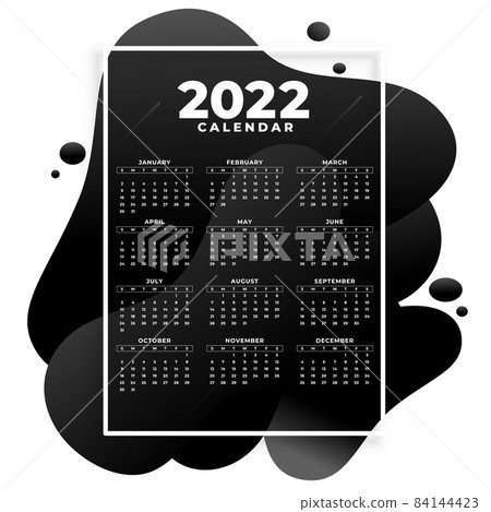 fluid style abstract black 2022 calendar design template fluid style abstract black 2022 calendar design template 84144423