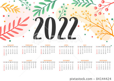 2022 new year calendar design in flower style 84144424