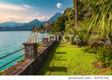 Ornamental garden on the shore of the lake Como, Varenna Ornamental garden on the shore of the lake Como, Varenna 84145162