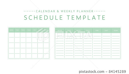 Simple schedule template set calendar weekly notebook diary plan diary 84145289