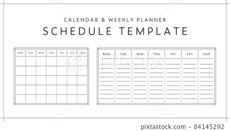 Simple schedule template set calendar weekly notebook diary plan diary 84145292