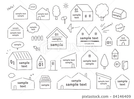 House-shaped hand-painted frame / heading set (with text) 84146409