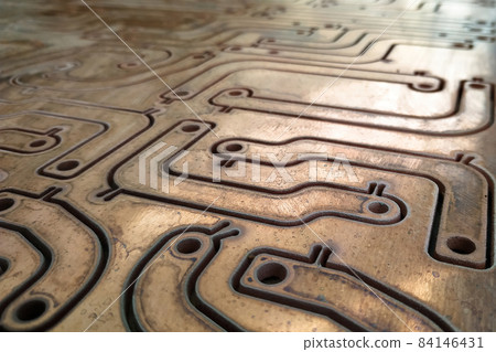 cutting of copper boards on a waterjet cutting machine cutting of copper boards on a waterjet cutting machine 84146431