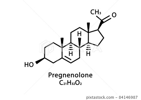 Pregnenolone molecular structure. Pregnenolone skeletal chemical formula. Chemical molecular formula vector illustration 84146987