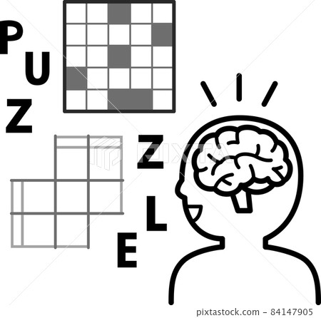 填字遊戲、推理謎題和大腦圖像 84147905
